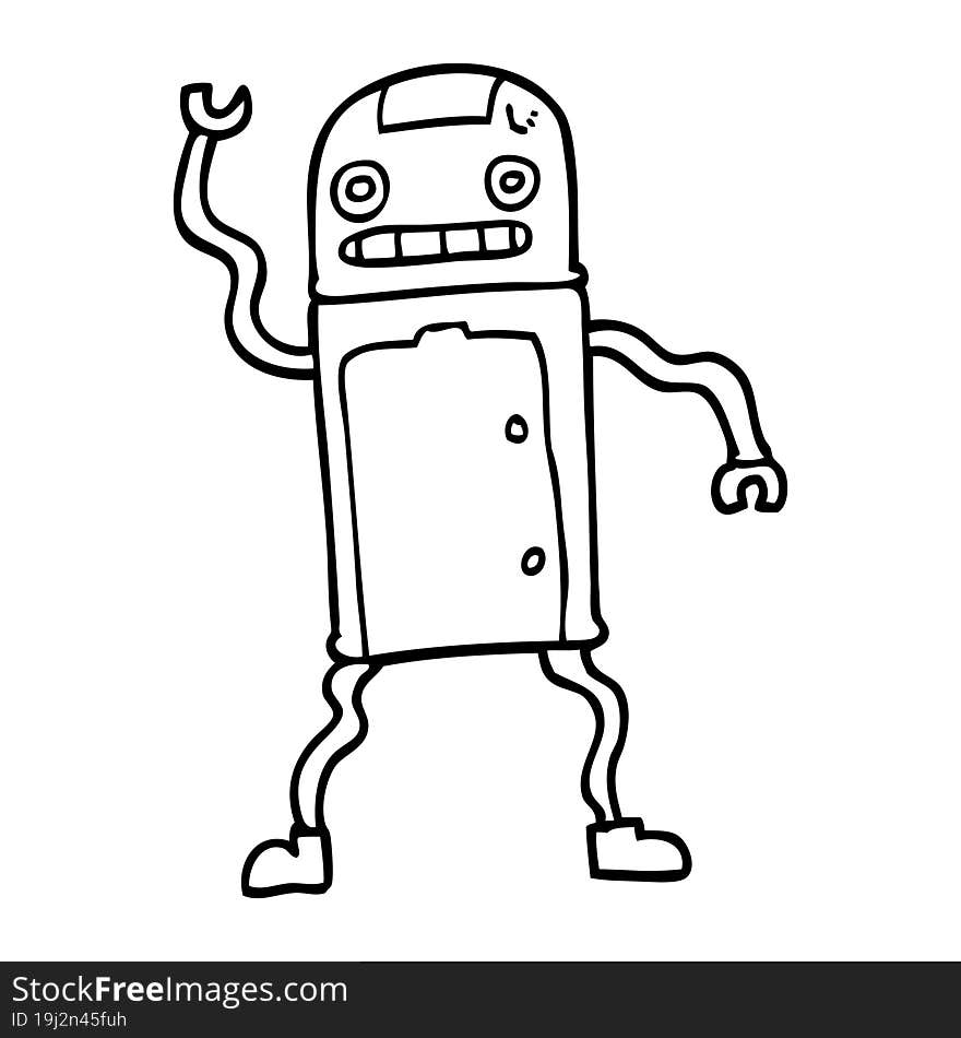 line drawing cartoon robot