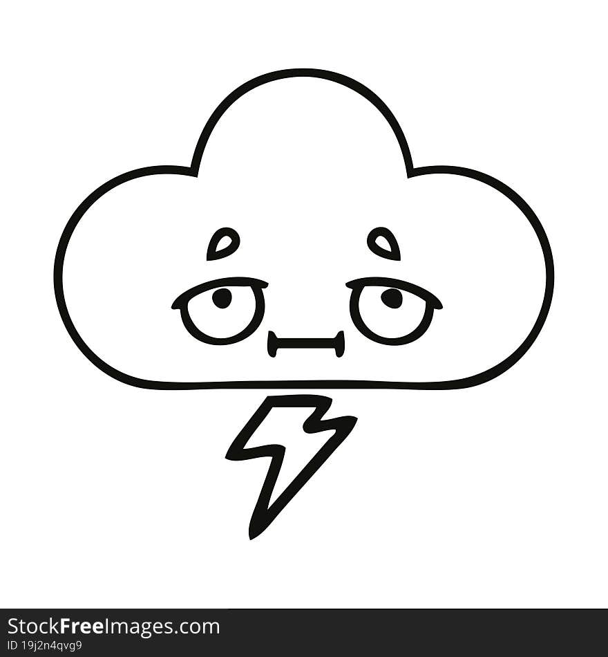 line drawing cartoon thunder cloud