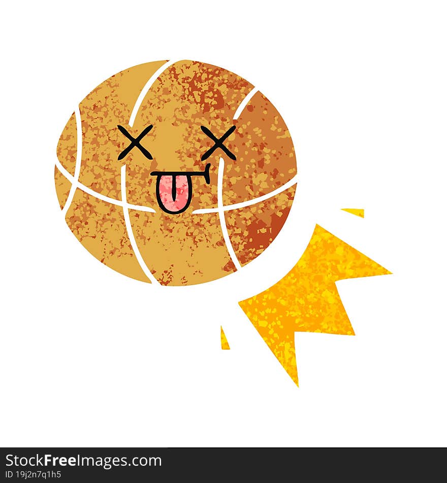 retro illustration style cartoon basketball