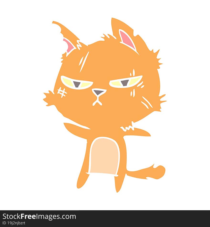 Tough Flat Color Style Cartoon Cat