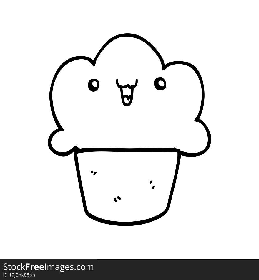 cartoon cupcake with face