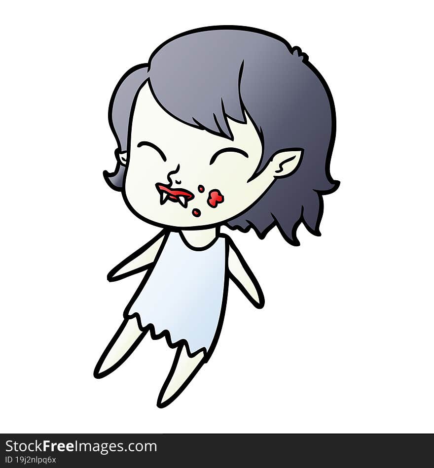 cartoon vampire girl with blood on cheek. cartoon vampire girl with blood on cheek