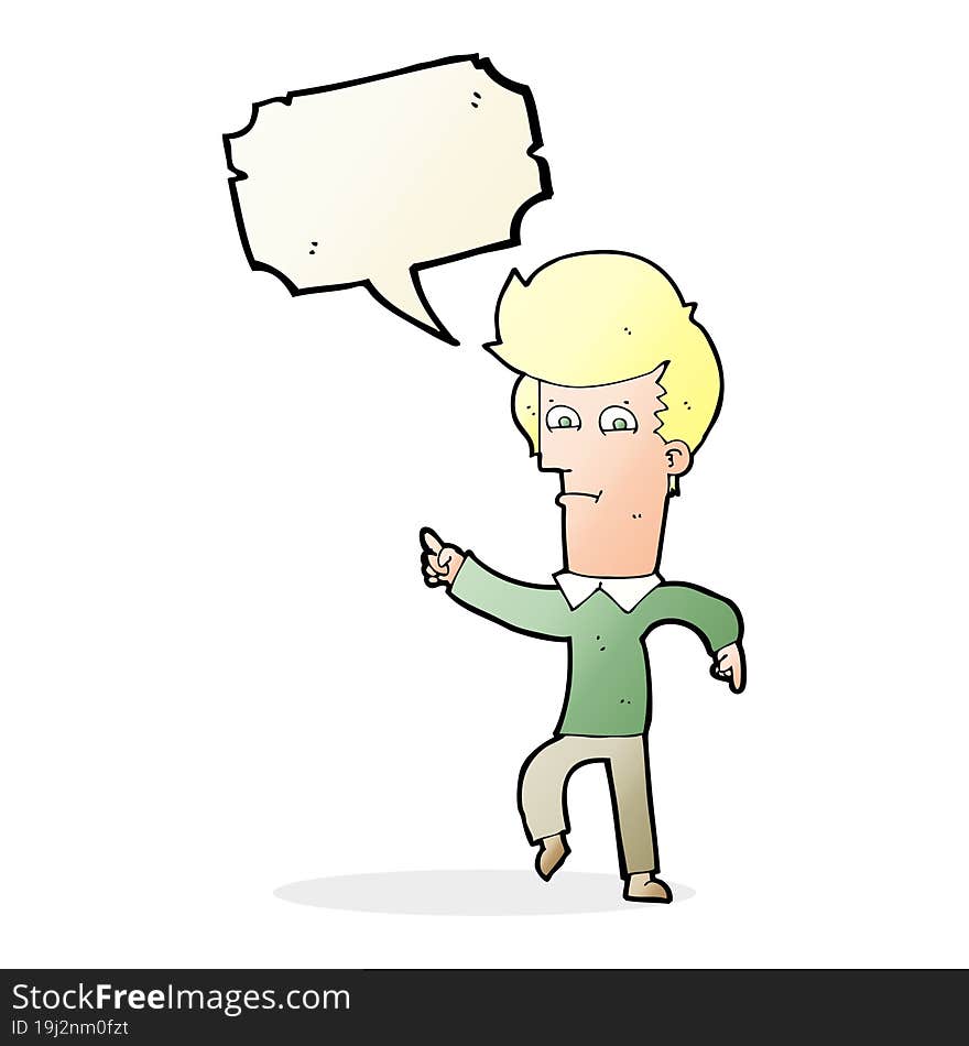 Cartoon Man Pointing With Speech Bubble