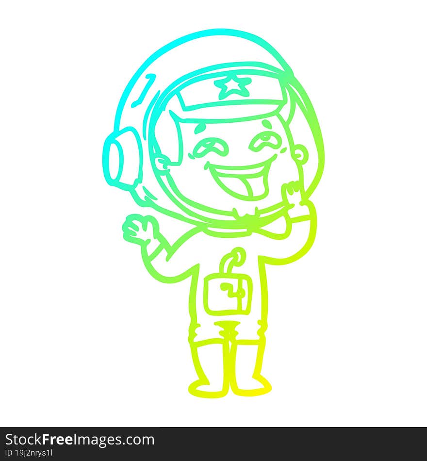 cold gradient line drawing cartoon laughing astronaut