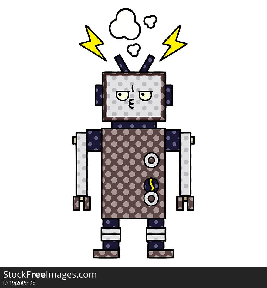 Comic Book Style Cartoon Robot