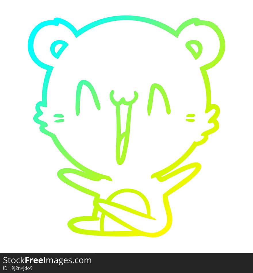 cold gradient line drawing of a laughing polar bear cartoon