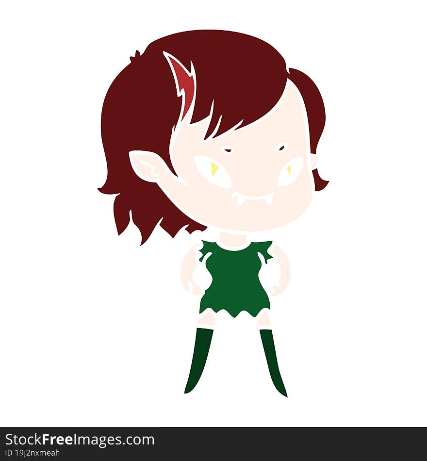 Flat Color Style Cartoon Friendly Vampire Girl