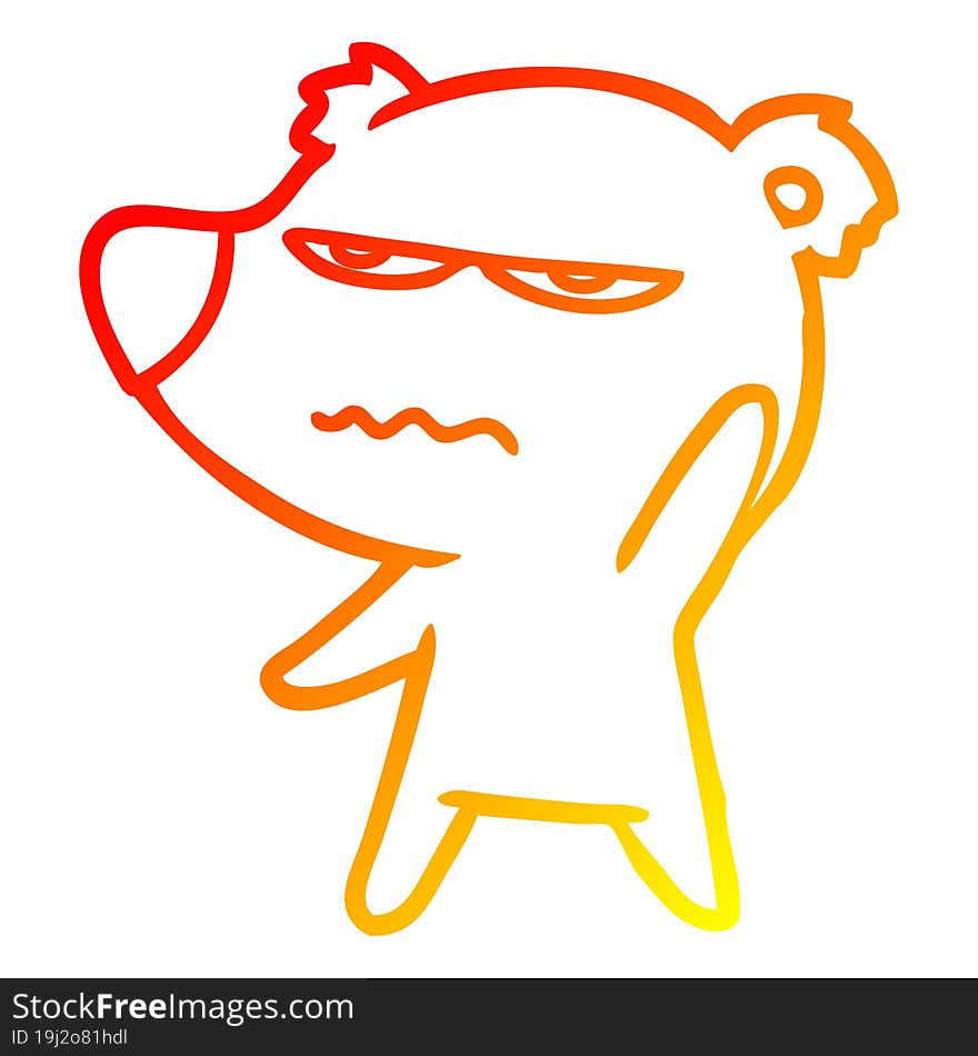 warm gradient line drawing annoyed bear cartoon