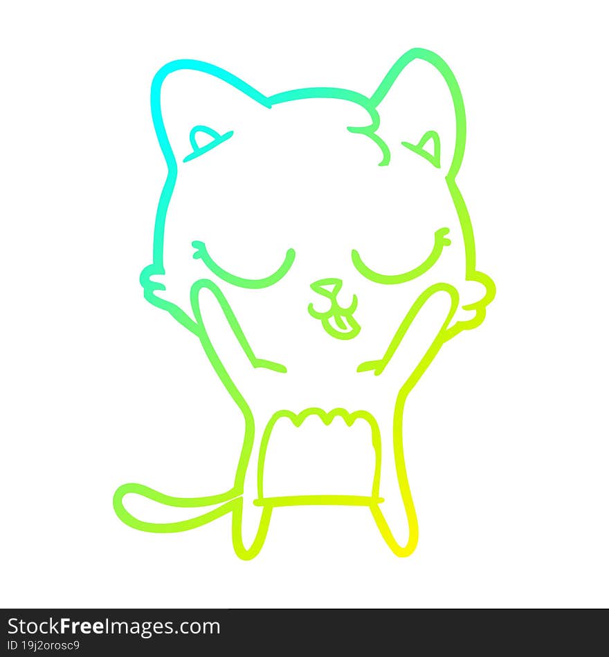 Cold Gradient Line Drawing Cute Cartoon Cat