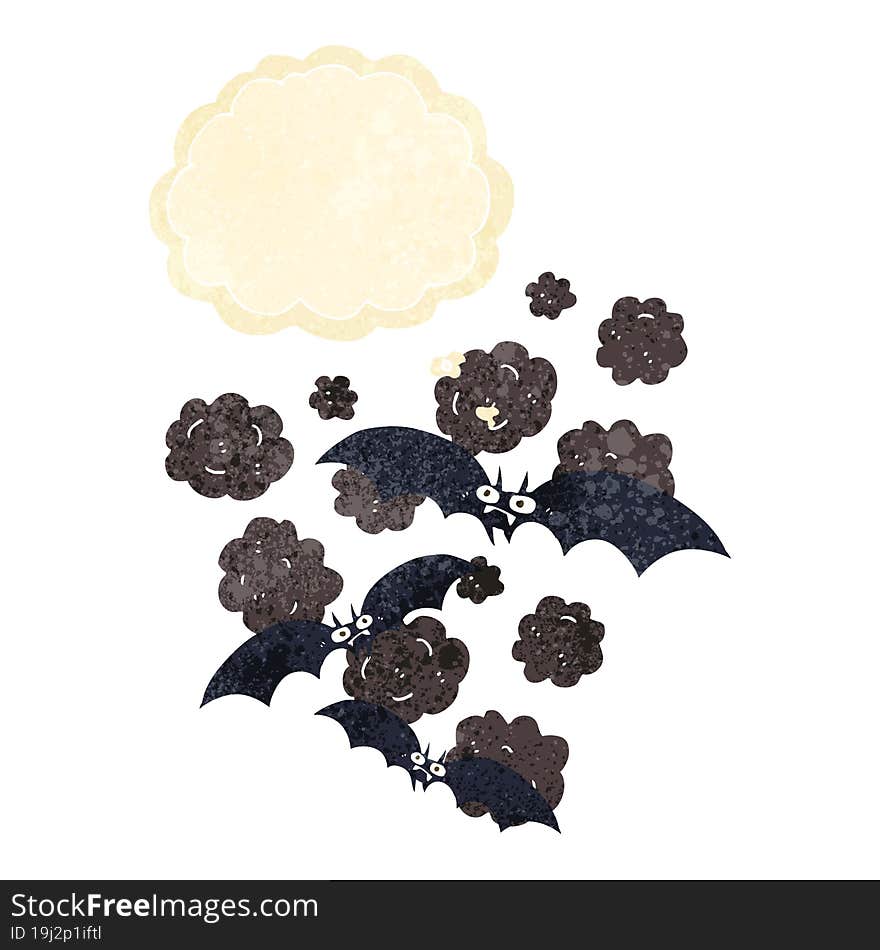 cartoon vampire bats with thought bubble