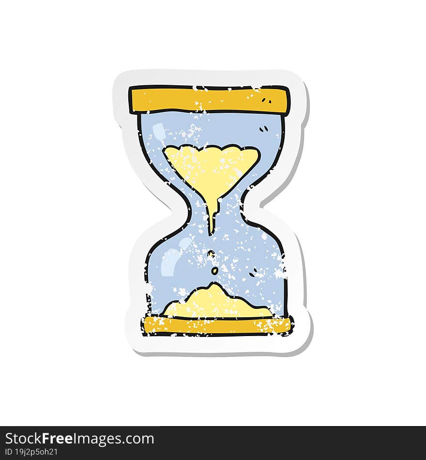 retro distressed sticker of a cartoon sand timer hourglass