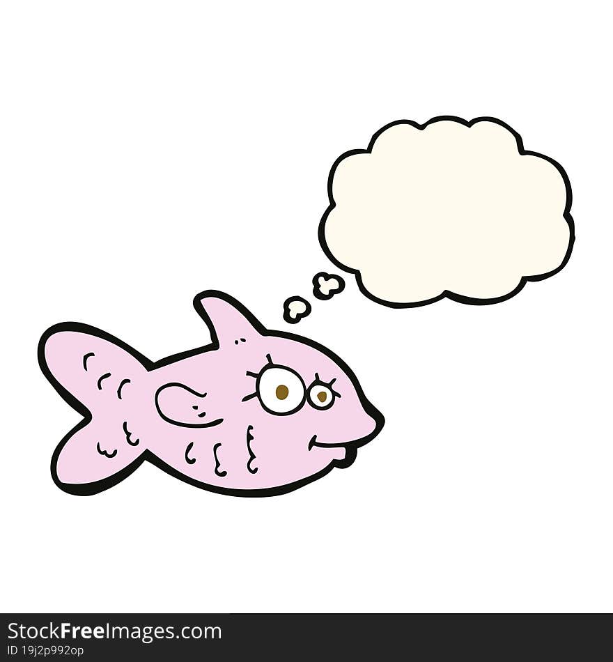 Cartoon Happy Fish With Thought Bubble