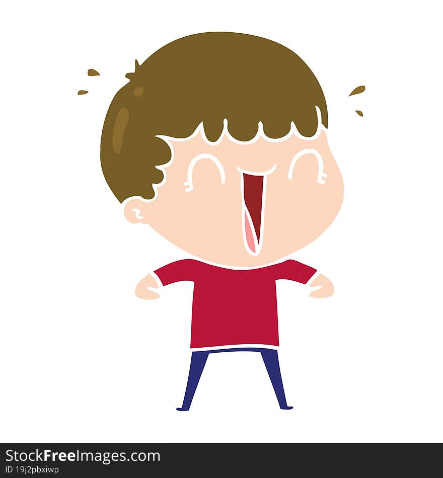 Laughing Flat Color Style Cartoon Man