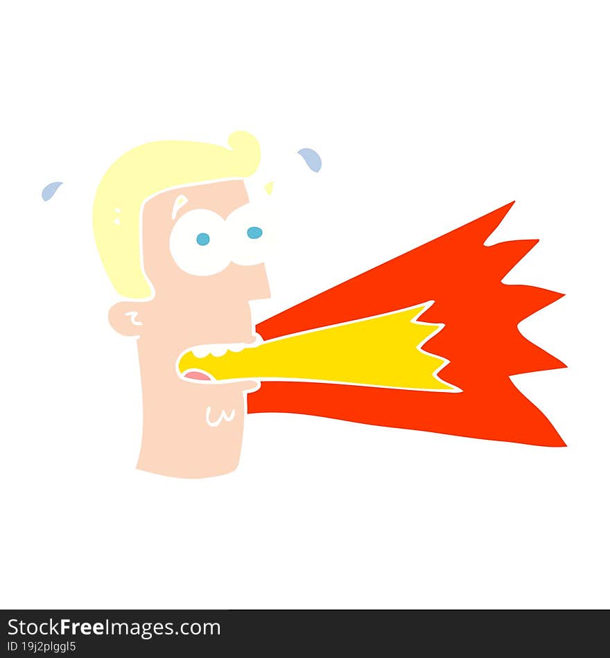 flat color illustration of a cartoon shouting man