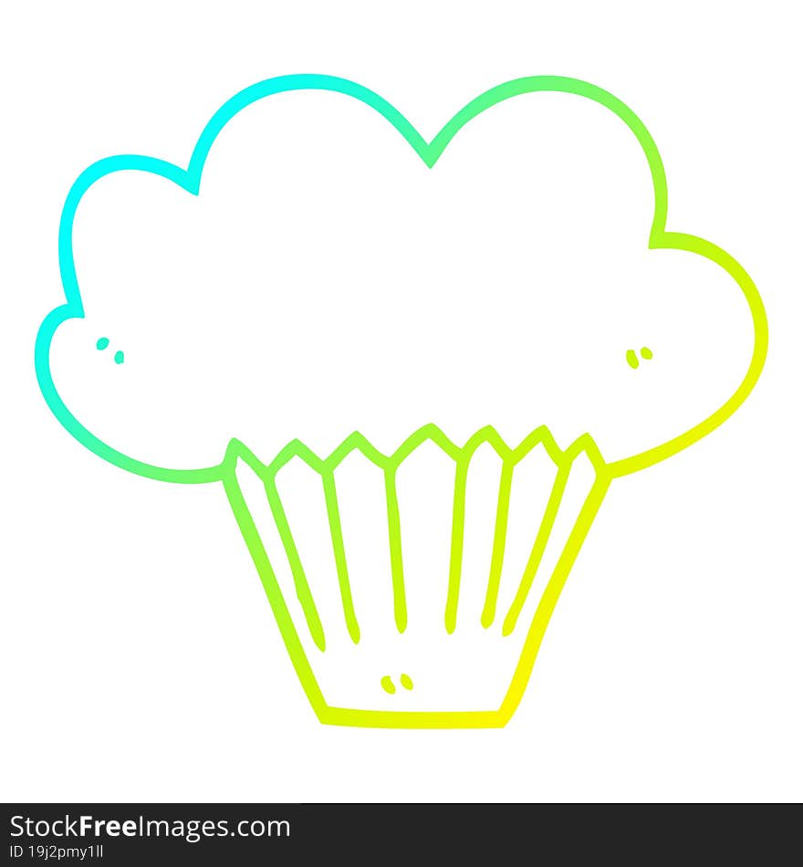 cold gradient line drawing cartoon muffin