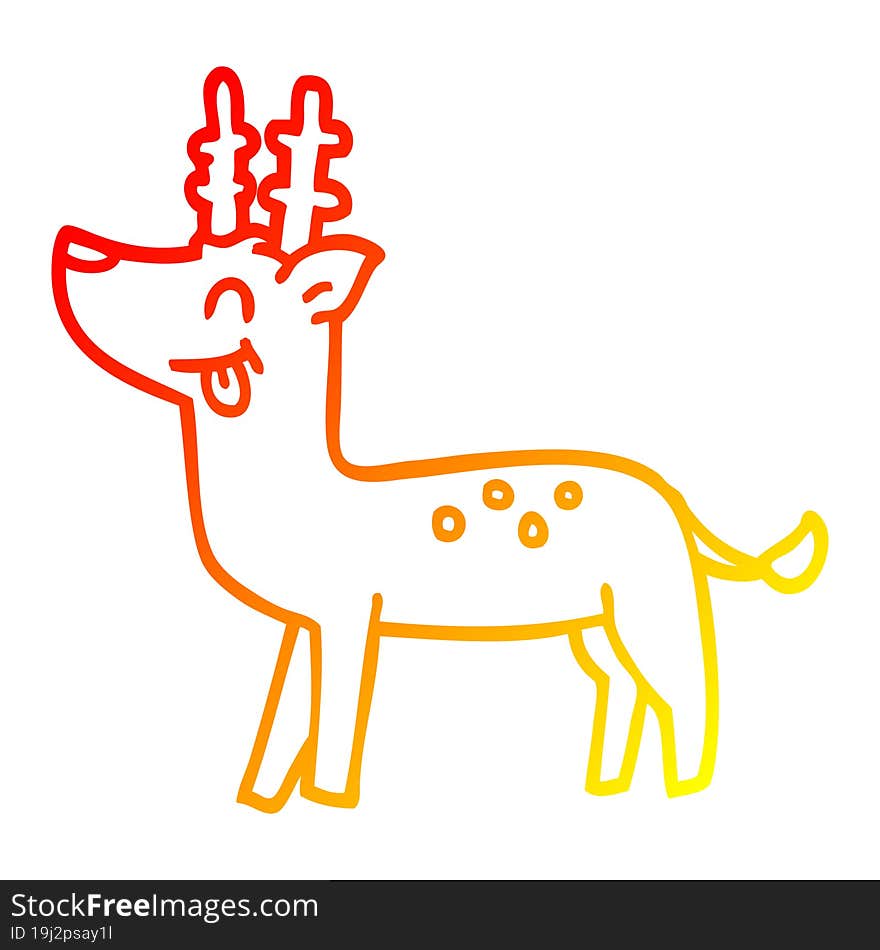 warm gradient line drawing cartoon happy deer