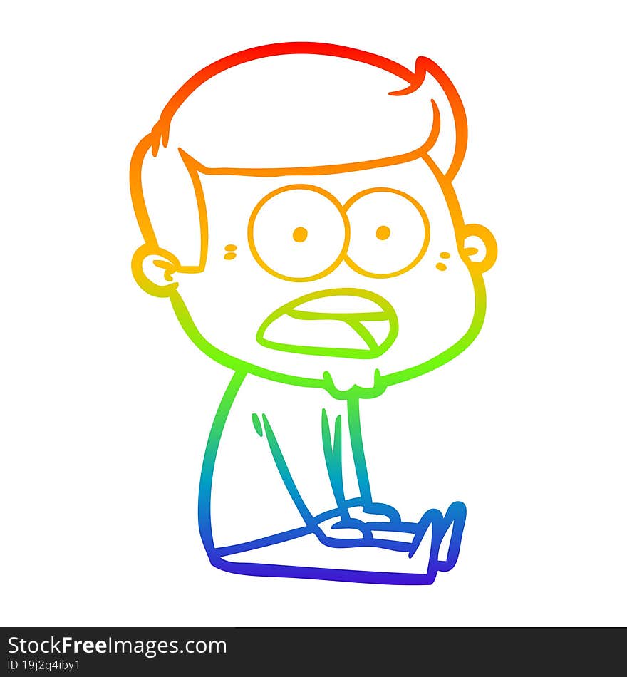 rainbow gradient line drawing cartoon shocked man