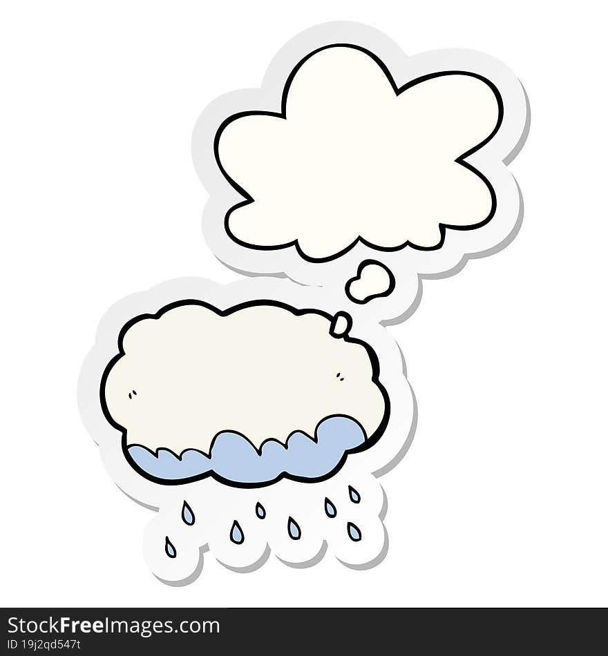 cartoon rain cloud and thought bubble as a printed sticker