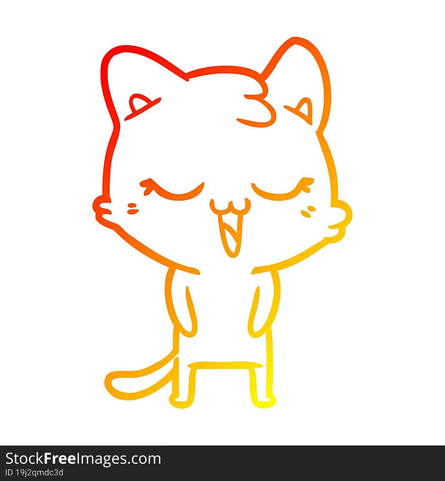 warm gradient line drawing happy cartoon cat