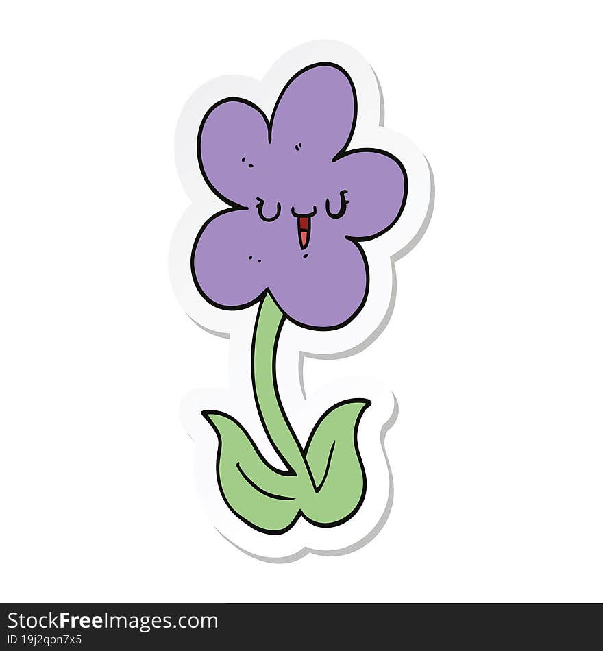 sticker of a cartoon flower with happy face