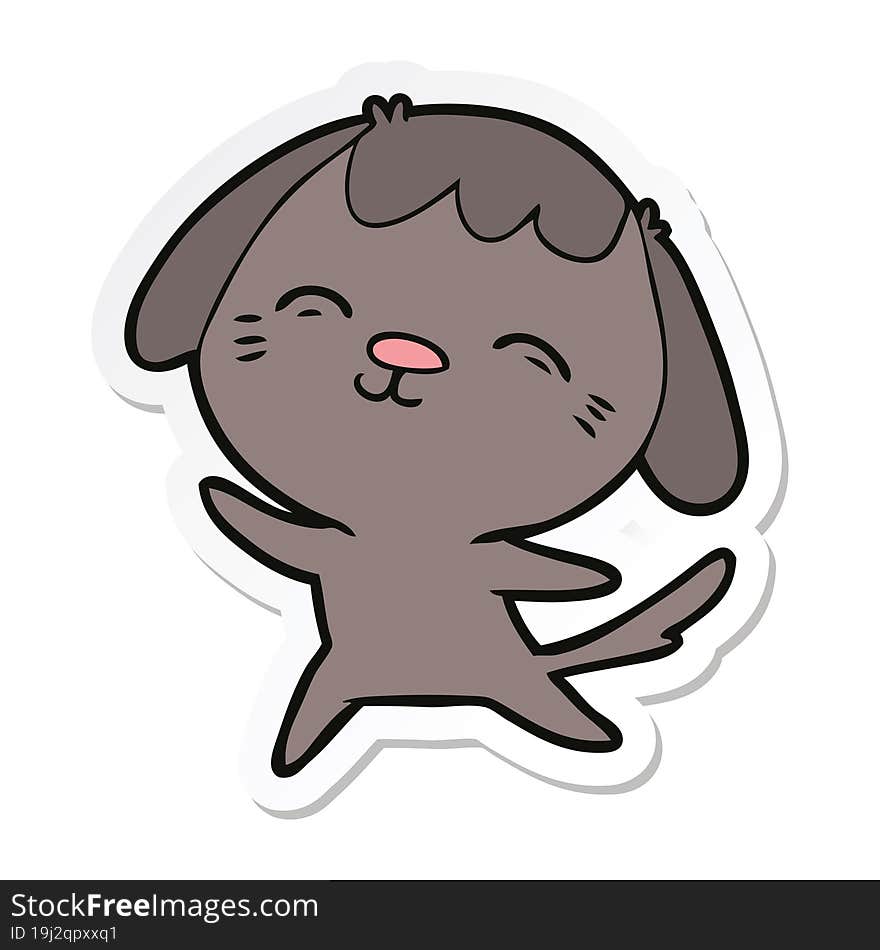 Sticker Of A Happy Cartoon Dog