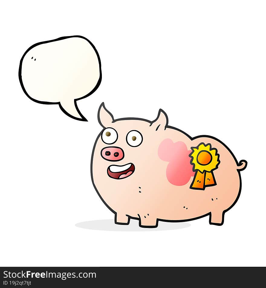 Speech Bubble Cartoon Prize Winning Pig