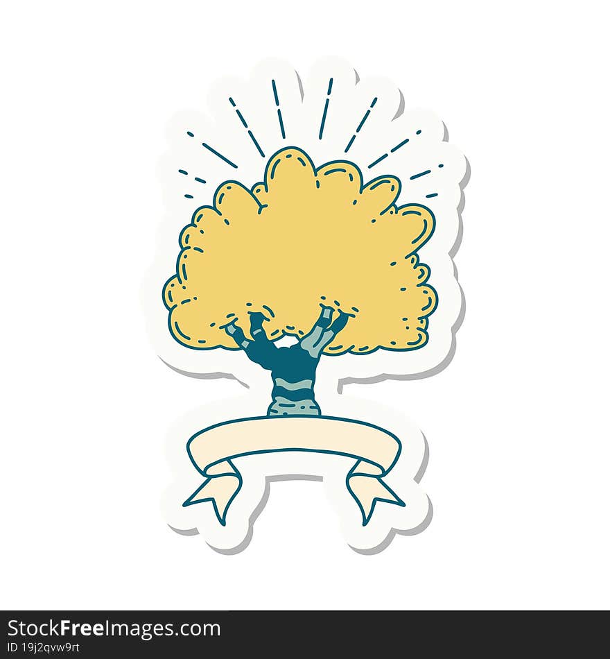 sticker of a tattoo style tree