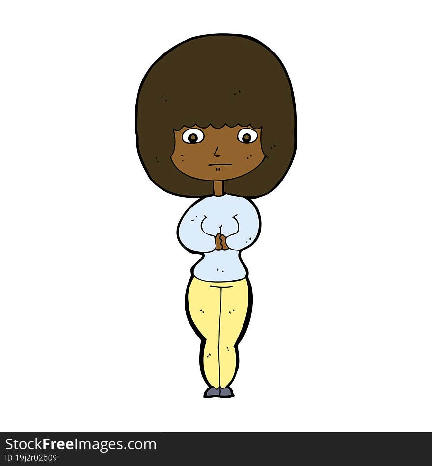 Cartoon Shy Woman