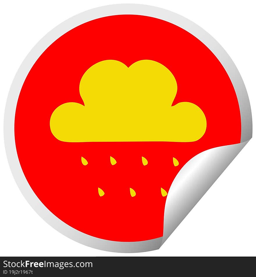 circular peeling sticker cartoon rain cloud