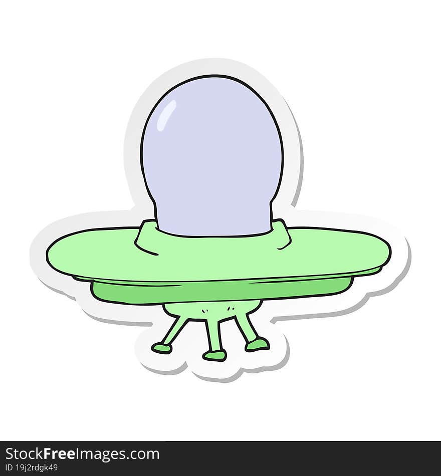 sticker of a cartoon flying saucer