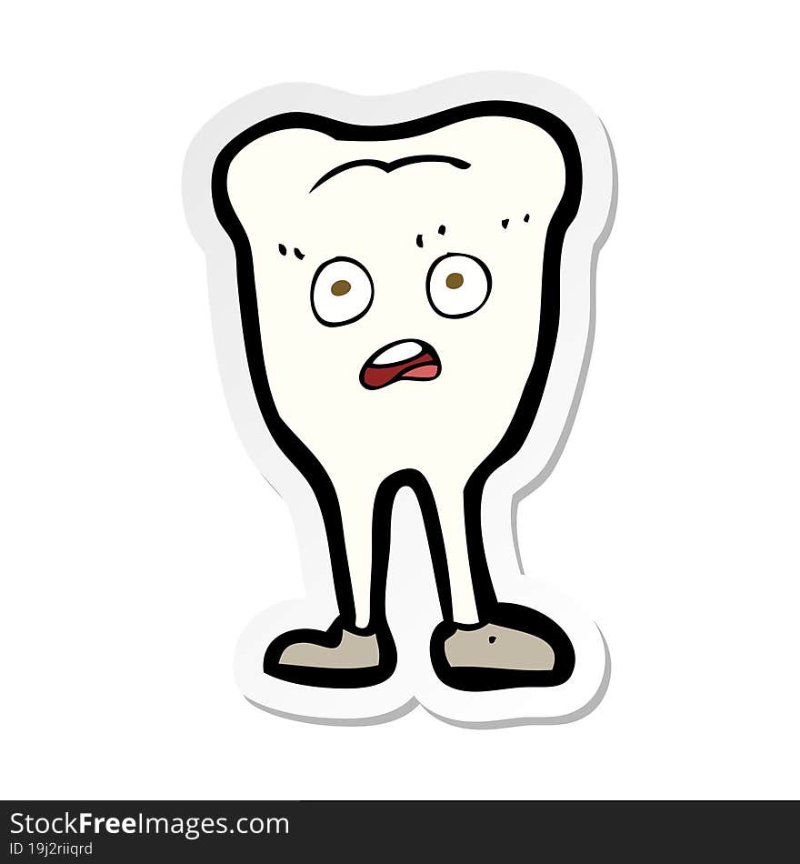 Sticker Of A Cartoon Yellowing  Tooth