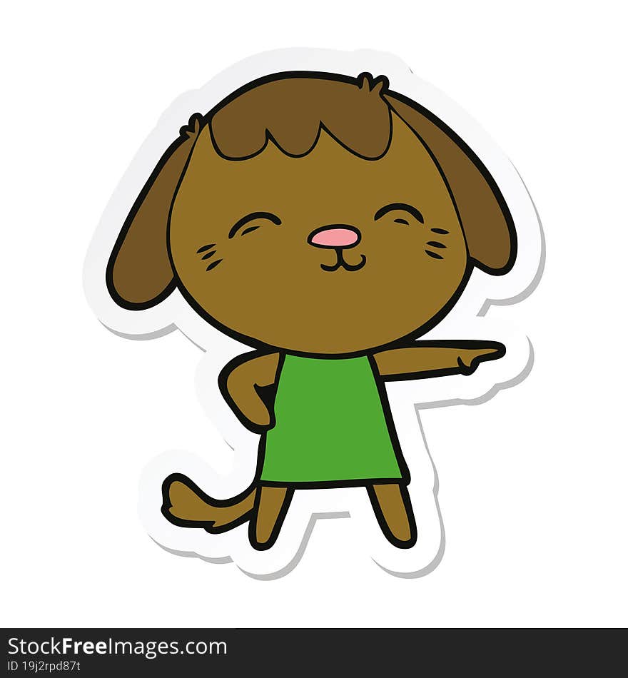 Sticker Of A Happy Cartoon Dog