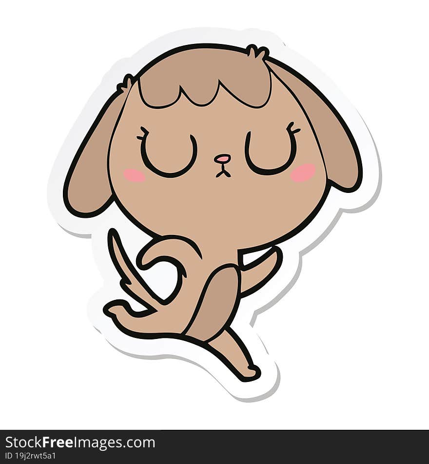 Sticker Of A Cute Cartoon Dog