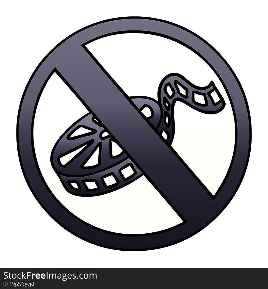 gradient shaded cartoon of a no movies sign