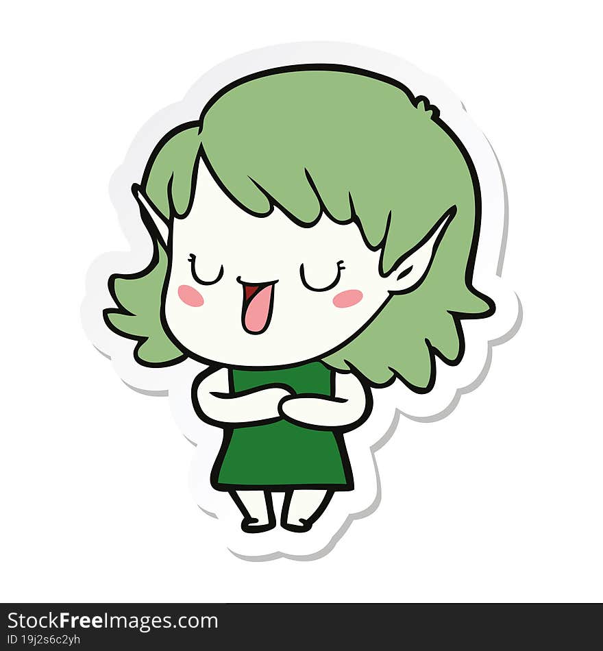 sticker of a cartoon elf girl