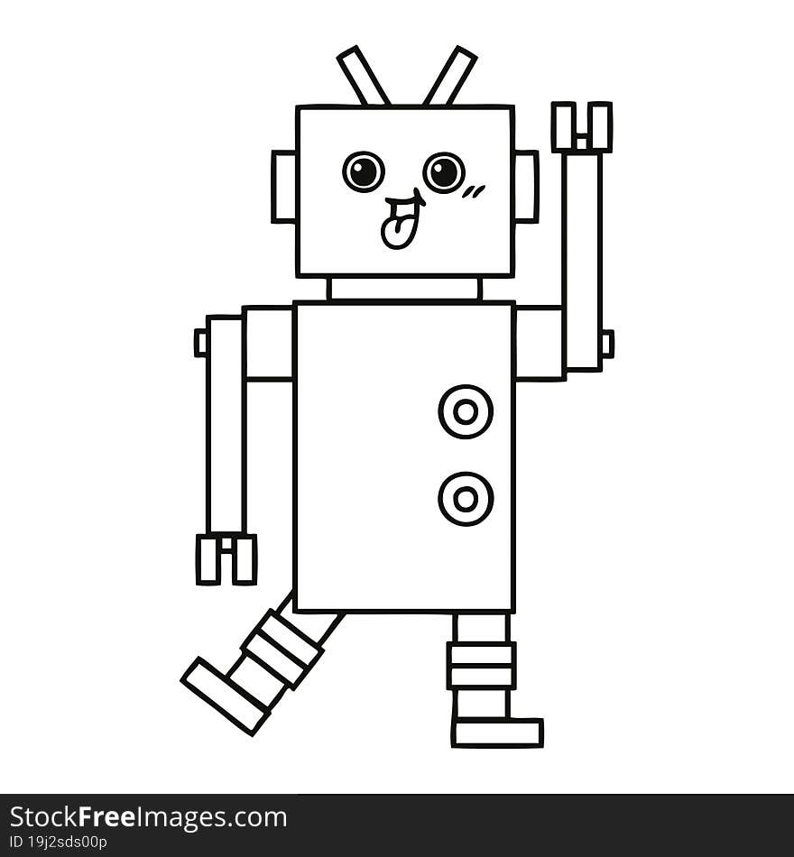 line drawing cartoon of a robot. line drawing cartoon of a robot