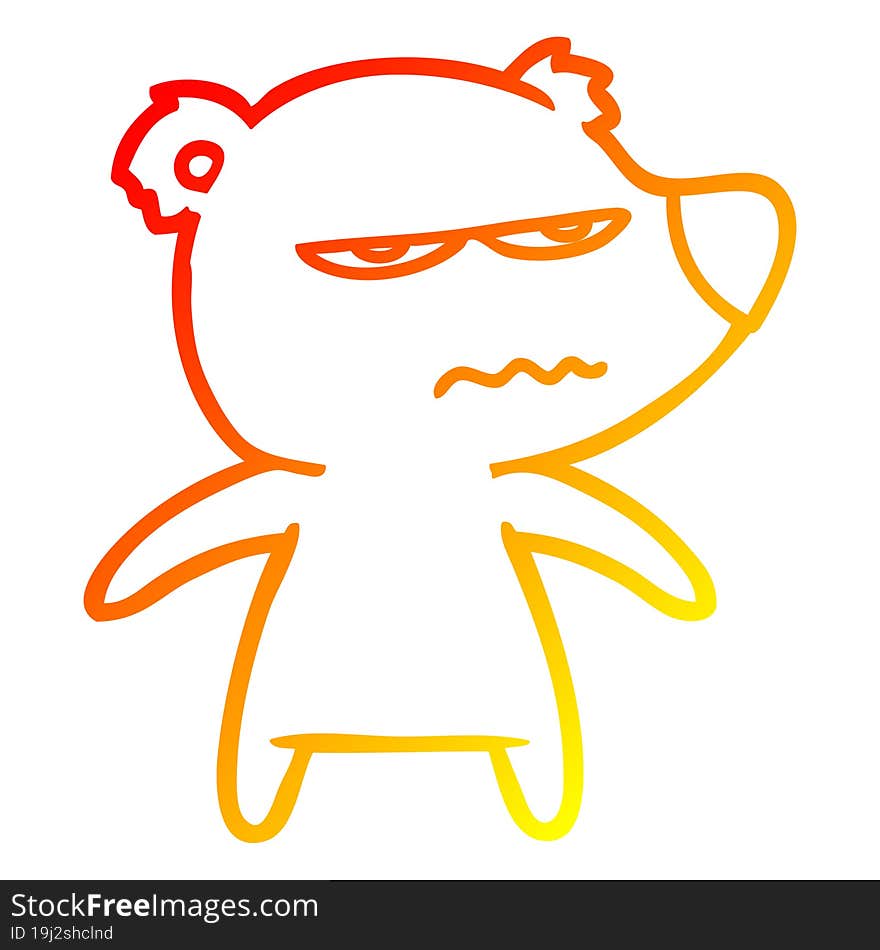 warm gradient line drawing of a angry bear cartoon