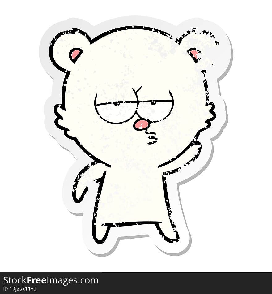 distressed sticker of a bored polar bear cartoon