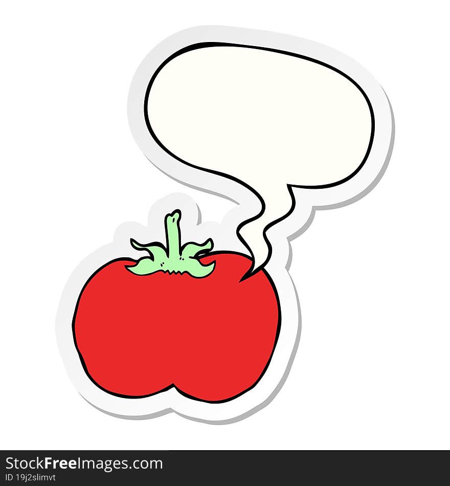 cartoon tomato and speech bubble sticker