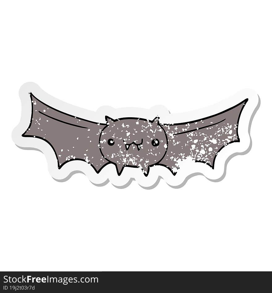 distressed sticker of a cartoon vampire bat