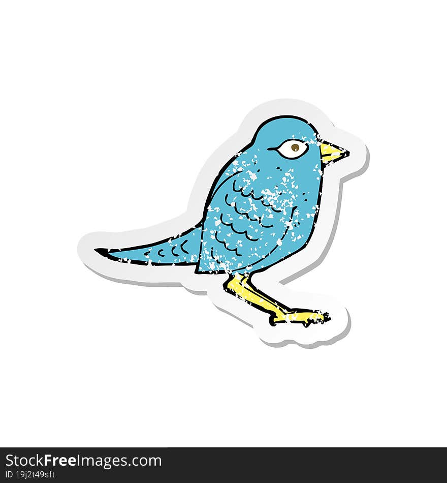 Retro Distressed Sticker Of A Cartoon Garden Bird