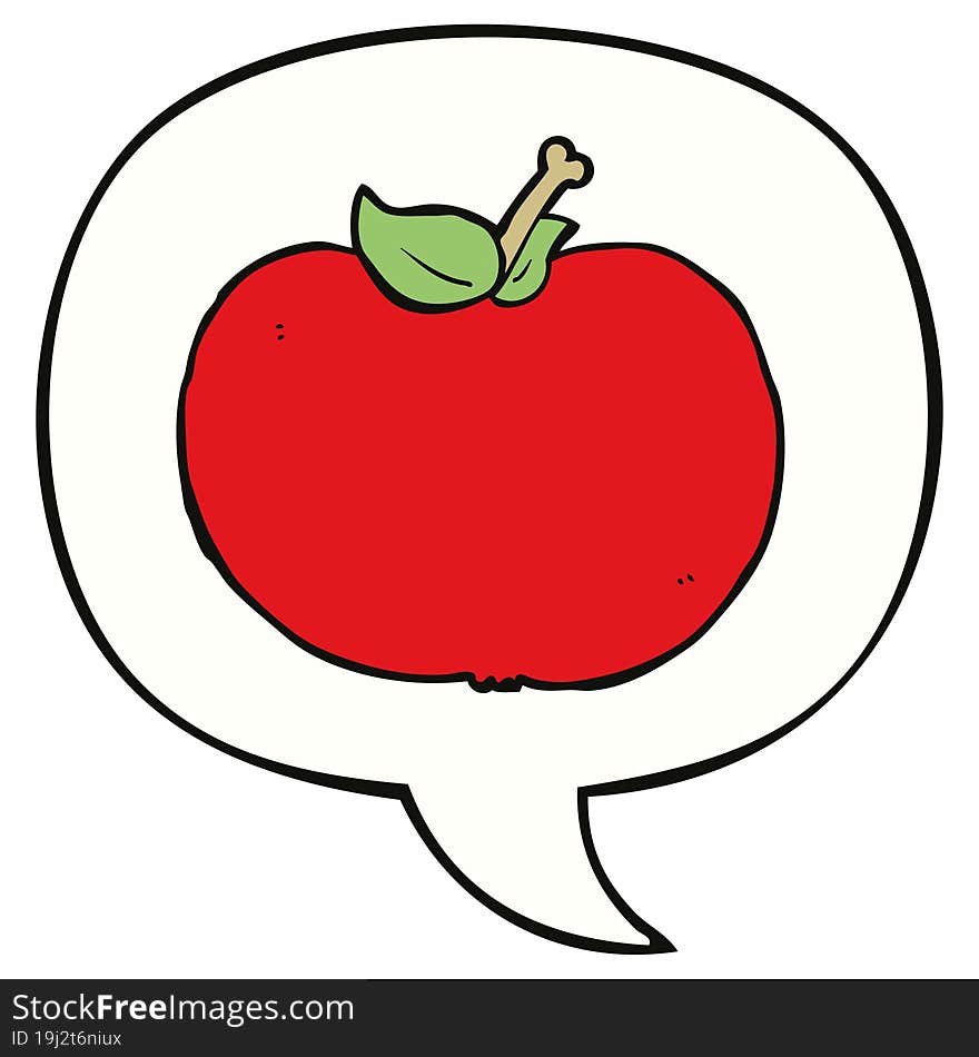 cartoon apple and speech bubble