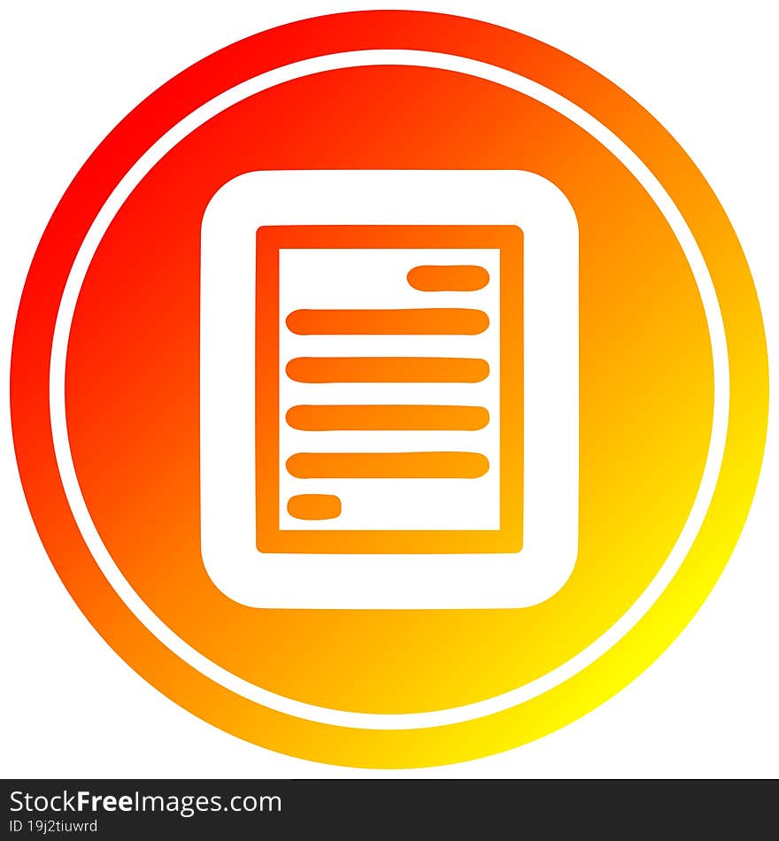 official document circular icon with warm gradient finish. official document circular icon with warm gradient finish