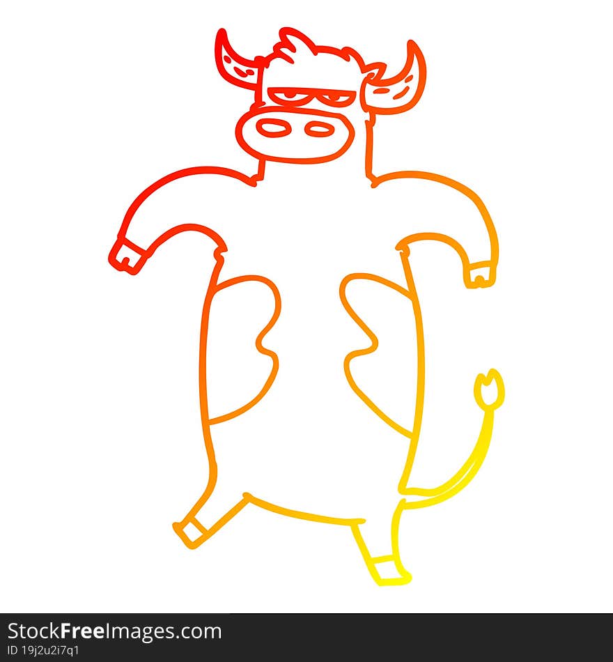 warm gradient line drawing cartoon bull