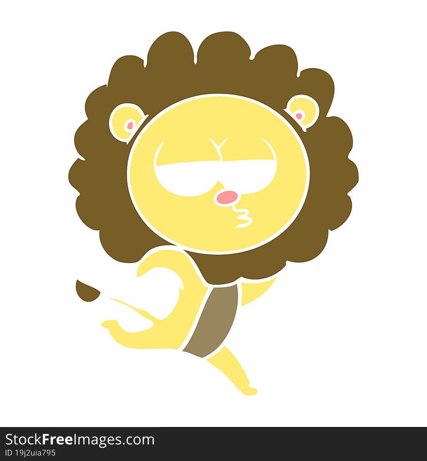 flat color style cartoon running lion