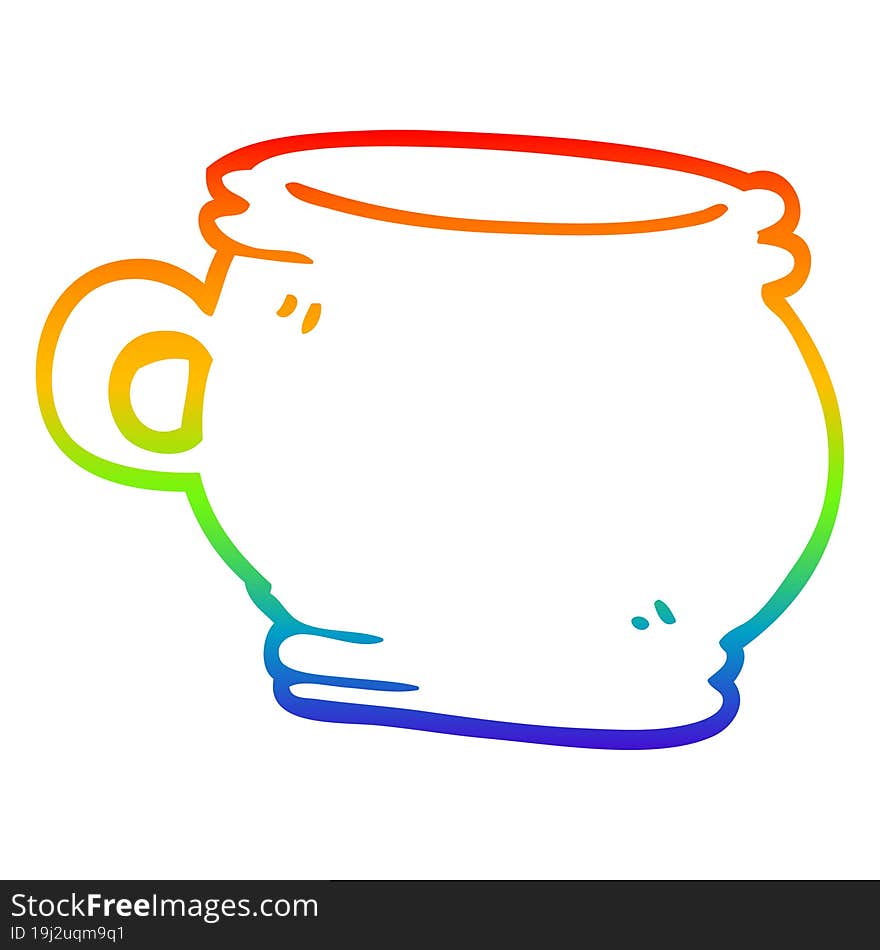 rainbow gradient line drawing cartoon cup