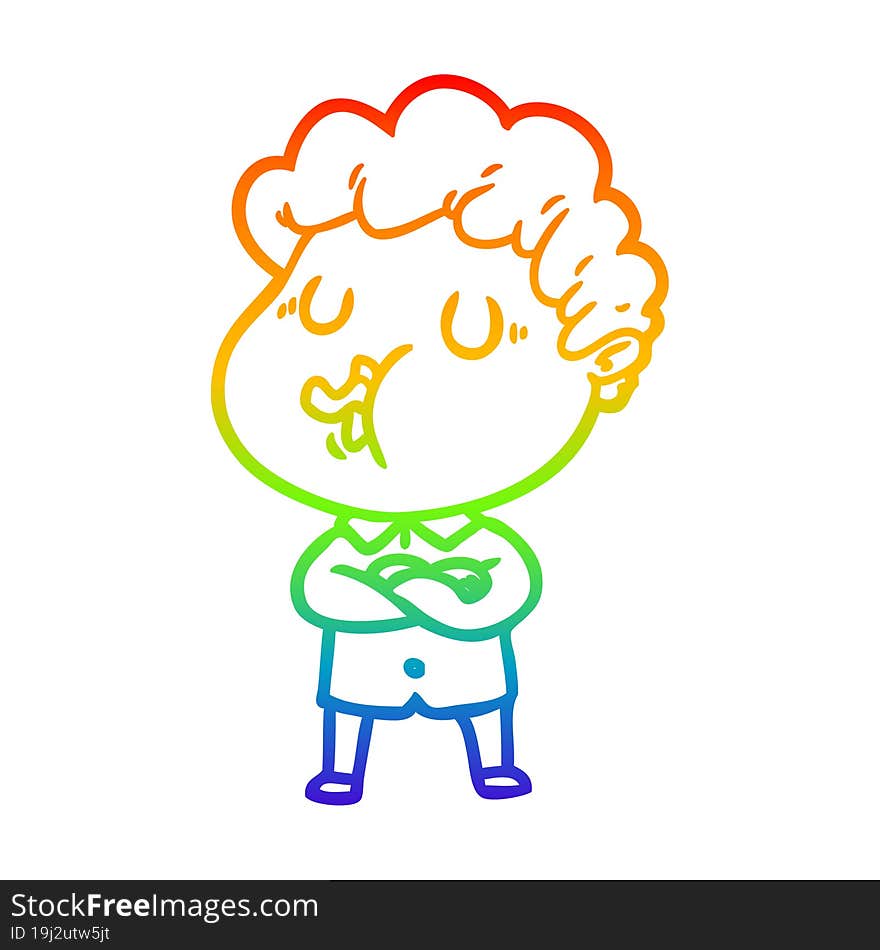 rainbow gradient line drawing cartoon man singing