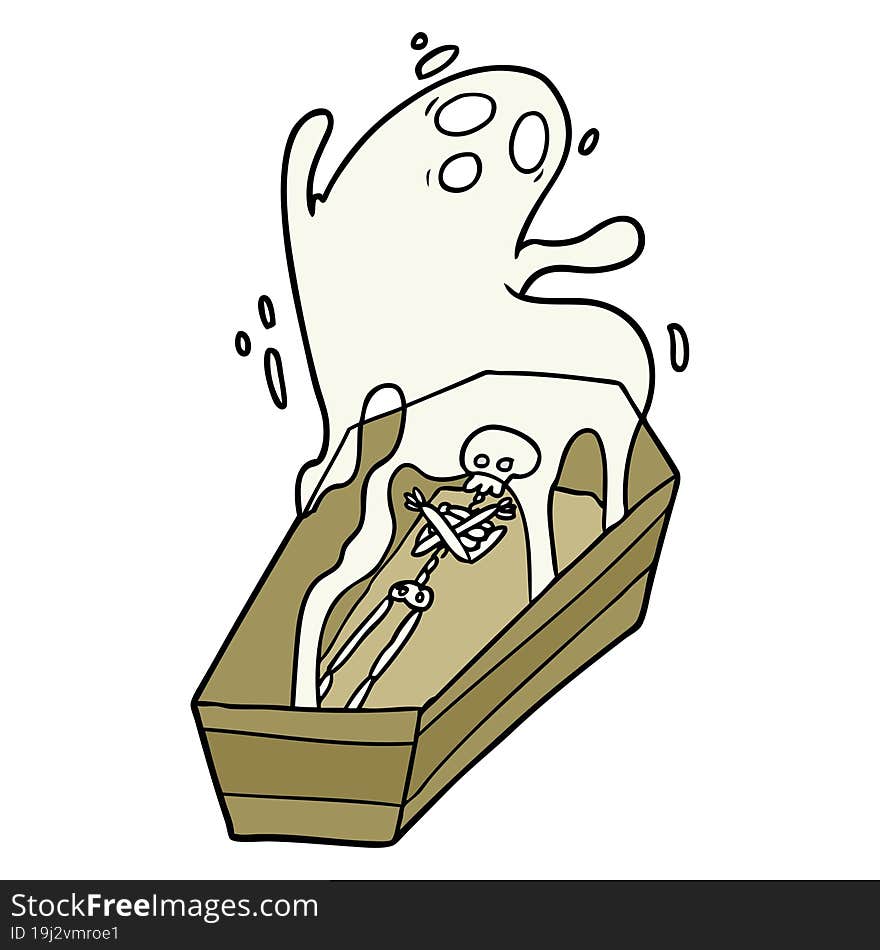 cartoon ghost and coffin. cartoon ghost and coffin