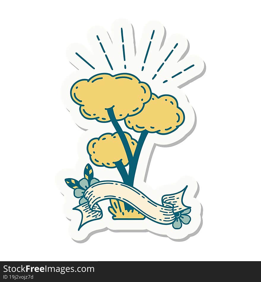 sticker of tattoo style tree