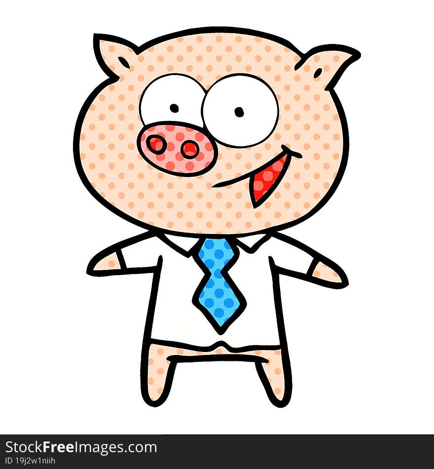 cheerful pig in office clothes. cheerful pig in office clothes